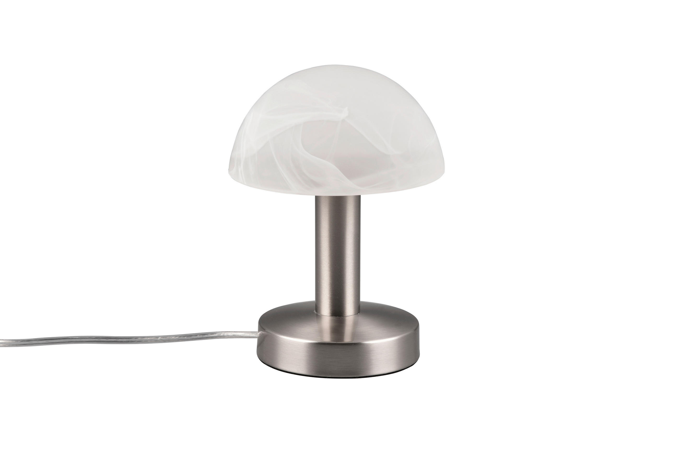 TISCHLEUCHTE FYNN 15,0/21,0 cm  - Alabasterfarben/Nickelfarben, KONVENTIONELL, Glas/Metall (15,0/21,0cm)