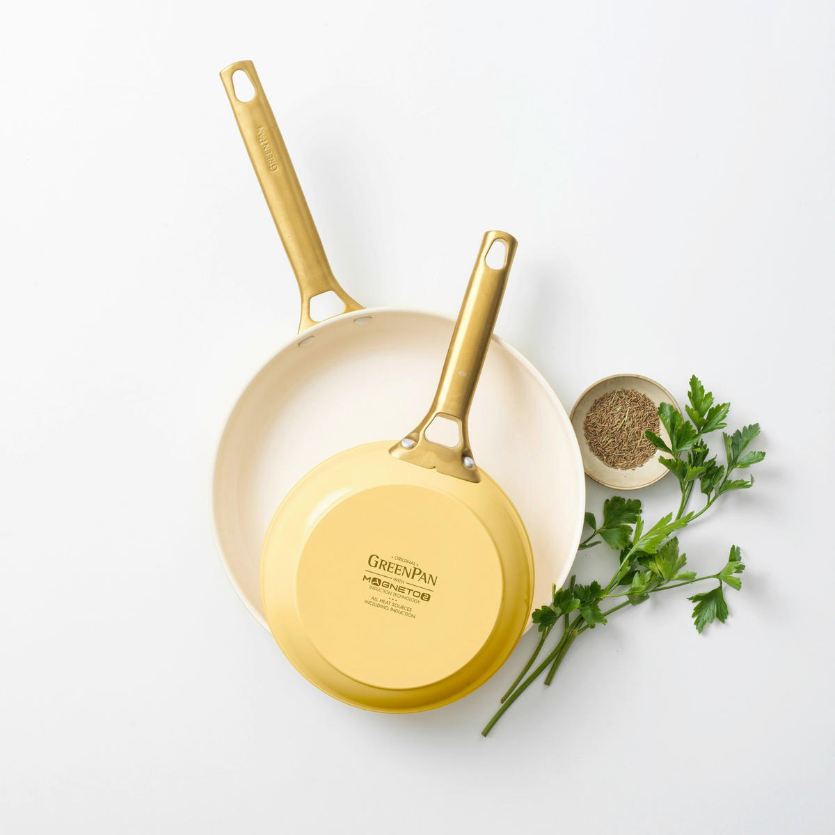 PFANNENSET Padova Reserve Aluminium, Edelstahl 2-teilig  - Gelb/Goldfarben, Basics, Glas/Metall (20 & 26cm) - GreenPan