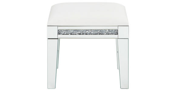 HOCKER Lederlook Silberfarben, Weiß - Silberfarben/Weiß, LIFESTYLE, Glas/Textil (50/47,5/35cm) - Xora