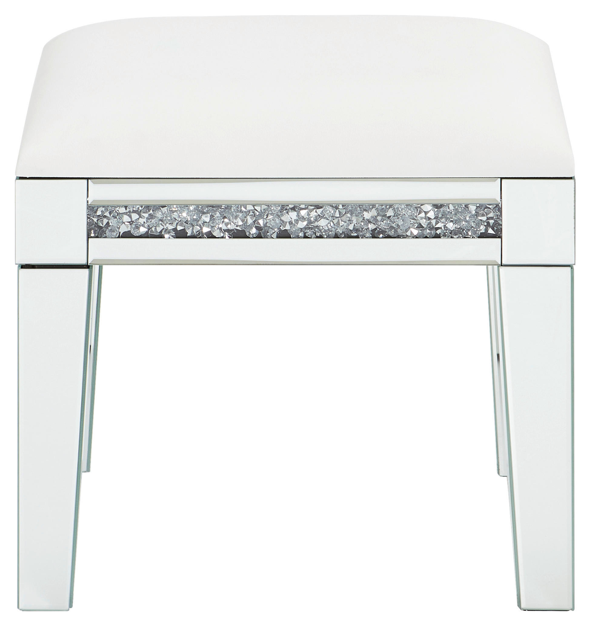 HOCKER Lederlook Silberfarben, Weiß  - Silberfarben/Weiß, LIFESTYLE, Glas/Textil (50/47,5/35cm) - Xora