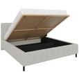 POLSTERBETT gepolstertes Kopfteil, Lattenrost, Bettkasten Beige 180/200 cm  - Beige/Schwarz, Design, Holz/Textil (180/200cm) - Carryhome