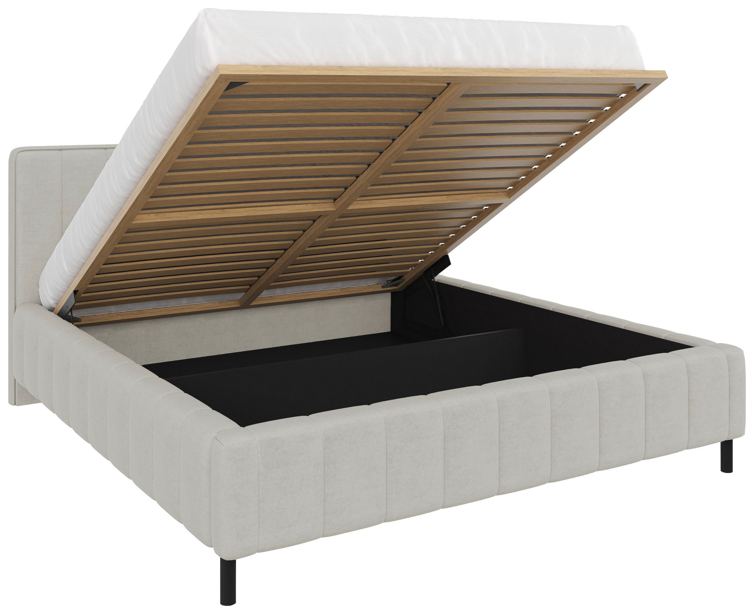 POLSTERBETT 140/200 cm  Beige  - Beige/Schwarz, Design, Holz/Textil (140/200cm) - Carryhome