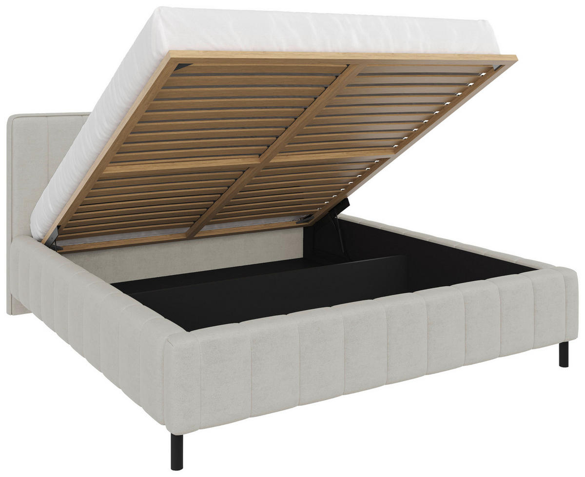 POLSTERBETT 140/200 cm  Beige  - Beige/Schwarz, Design, Holz/Textil (140/200cm) - Carryhome
