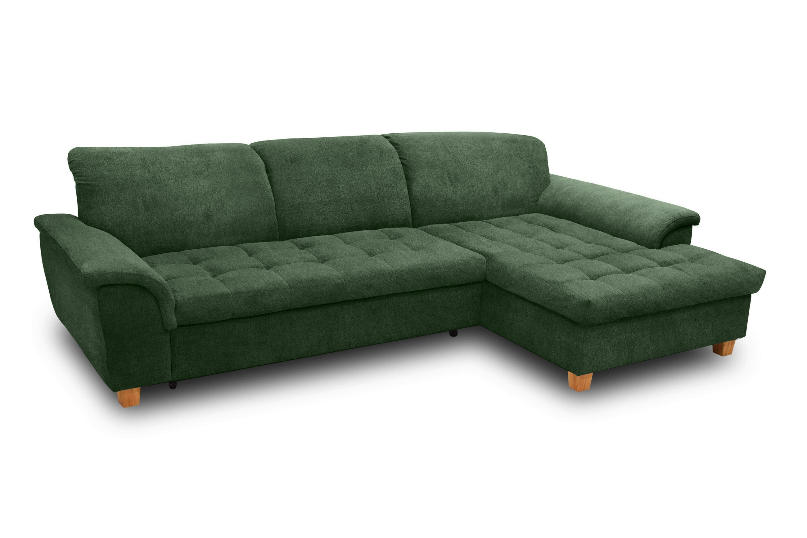 ECKSOFA Grün Mikrofaser  - Eichefarben/Grün, KONVENTIONELL, Holz/Textil (279/162cm) - MID.YOU