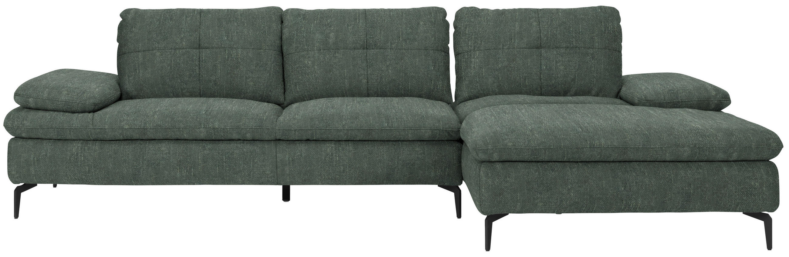 ECKSOFA in Velours Dunkelgrün  - Dunkelgrün/Schwarz, Design, Textil/Metall (301/179cm) - Chilliano