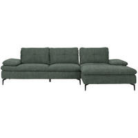 ECKSOFA in Velours Dunkelgrün  - Dunkelgrün/Schwarz, Design, Textil/Metall (301/179cm) - Chilliano