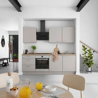 KÜCHENLEERBLOCK Touch 240 cm  in Grau, Eiche dunkel  - Eiche dunkel/Edelstahlfarben, MODERN, Holzwerkstoff/Metall (240cm) - Nobilia