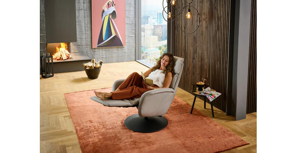 RELAXSESSEL in Leder Greige  - Greige/Schwarz, Design, Leder/Metall (76/108/86cm) - Dieter Knoll
