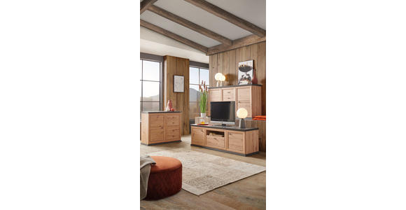 SIDEBOARD in 160/89,5/43 cm - Eichefarben/Dunkelgrau, LIFESTYLE, Holzwerkstoff/Metall (160/89,5/43cm) - Xora