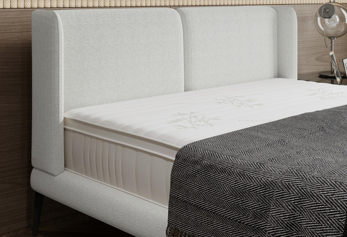 POLSTERBETT 180/200 cm  in Weiss  - Weiss/Schwarz, Modern, Textil/Metall (180/200cm) - Livetastic