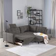 ECKSOFA in Flachgewebe, Leinenoptik Taupe  - Taupe/Schwarz, Design, Textil/Metall (247/208cm) - Xora