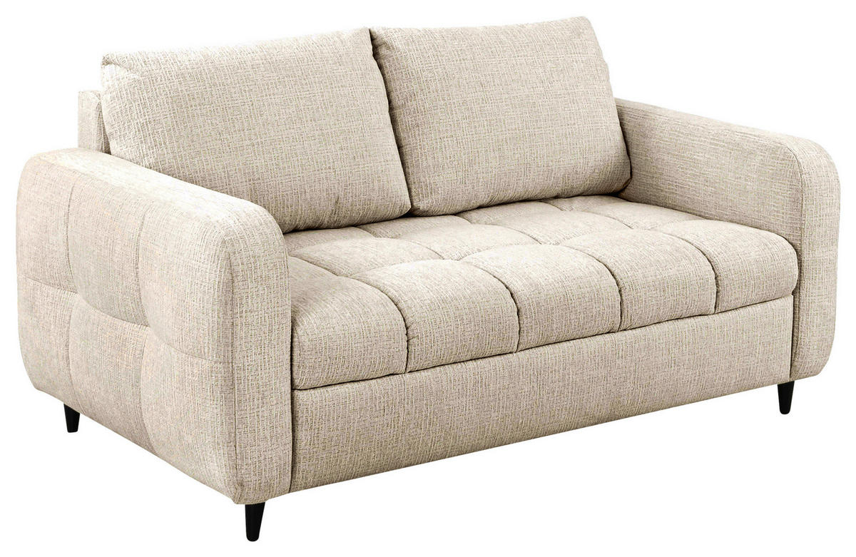 2-SITZER-SOFA Flachgewebe Naturfarben  - Schwarz/Naturfarben, MODERN, Holz/Textil (167/88/101cm) - Lomoco