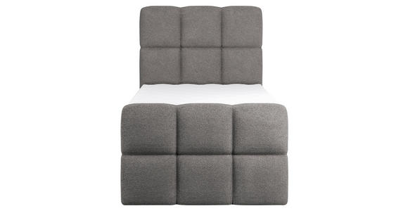 BOXBETT 90/200 cm,  in Dunkelgrau, gepolstertes Kopfteil, Bettkasten, Topper, H3 = fest  - Dunkelgrau/Schwarz, Design, Holzwerkstoff/Kunststoff (90/200cm) - Xora