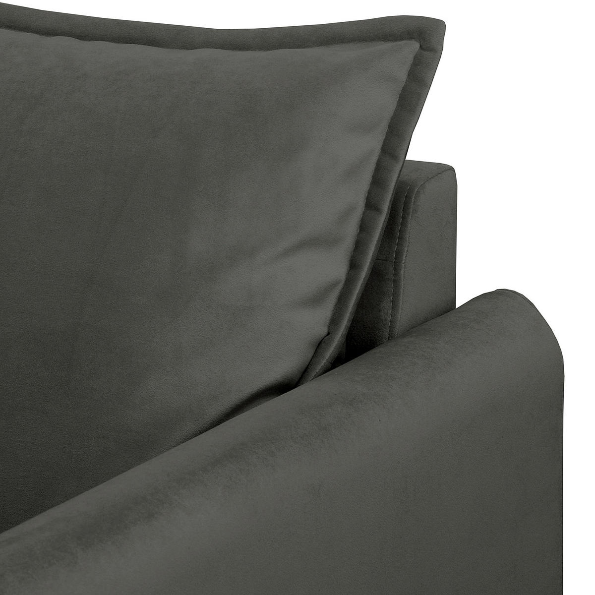 3-SITZER-SOFA JULI Samt Dunkelgrau  - Dunkelgrau/Schwarz, Design, Holz/Textil (203/86/100cm) - P & B