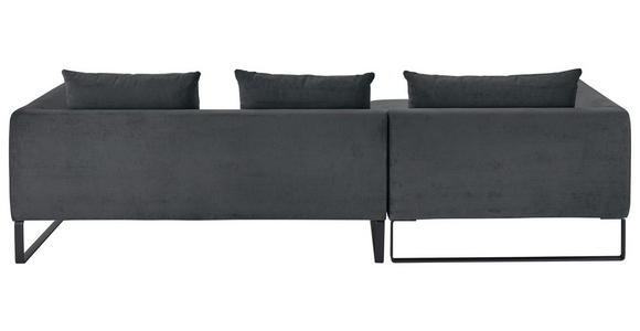 ECKSOFA Anthrazit Feincord  - Anthrazit/Schwarz, KONVENTIONELL, Textil/Metall (178/284cm) - Hom`in