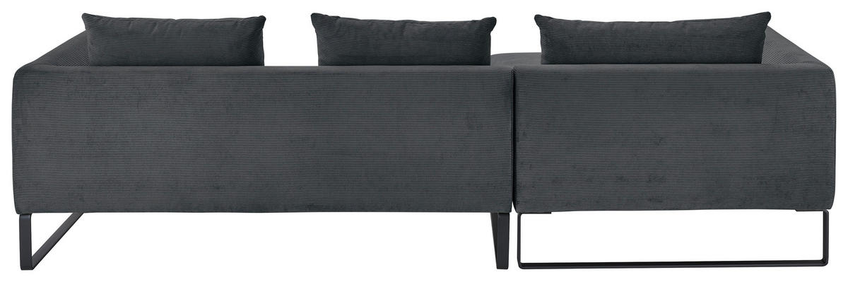 ECKSOFA in Feincord Anthrazit  - Anthrazit/Schwarz, Konventionell, Textil/Metall (178/284cm) - Hom`in