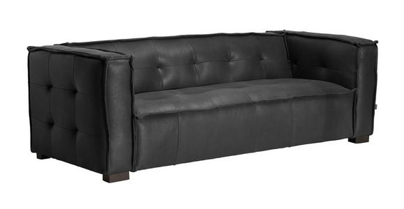 BIGSOFA Echtleder Grau, Schwarz - Schwarz/Grau, Design, Leder/Holz (232/76/102cm) - Cantus