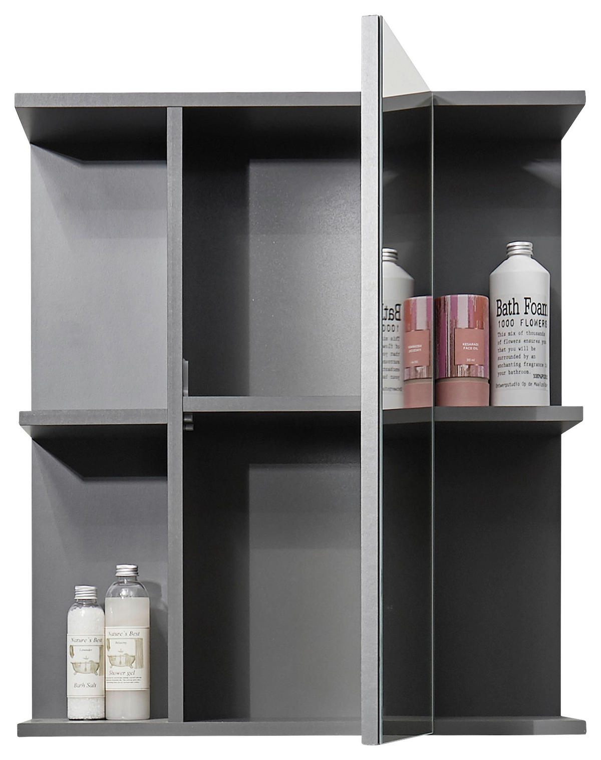 SPIEGELSCHRANK 60/71/20 cm  - Anthrazit, Natur, Glas/Holzwerkstoff (60/71/20cm) - Xora