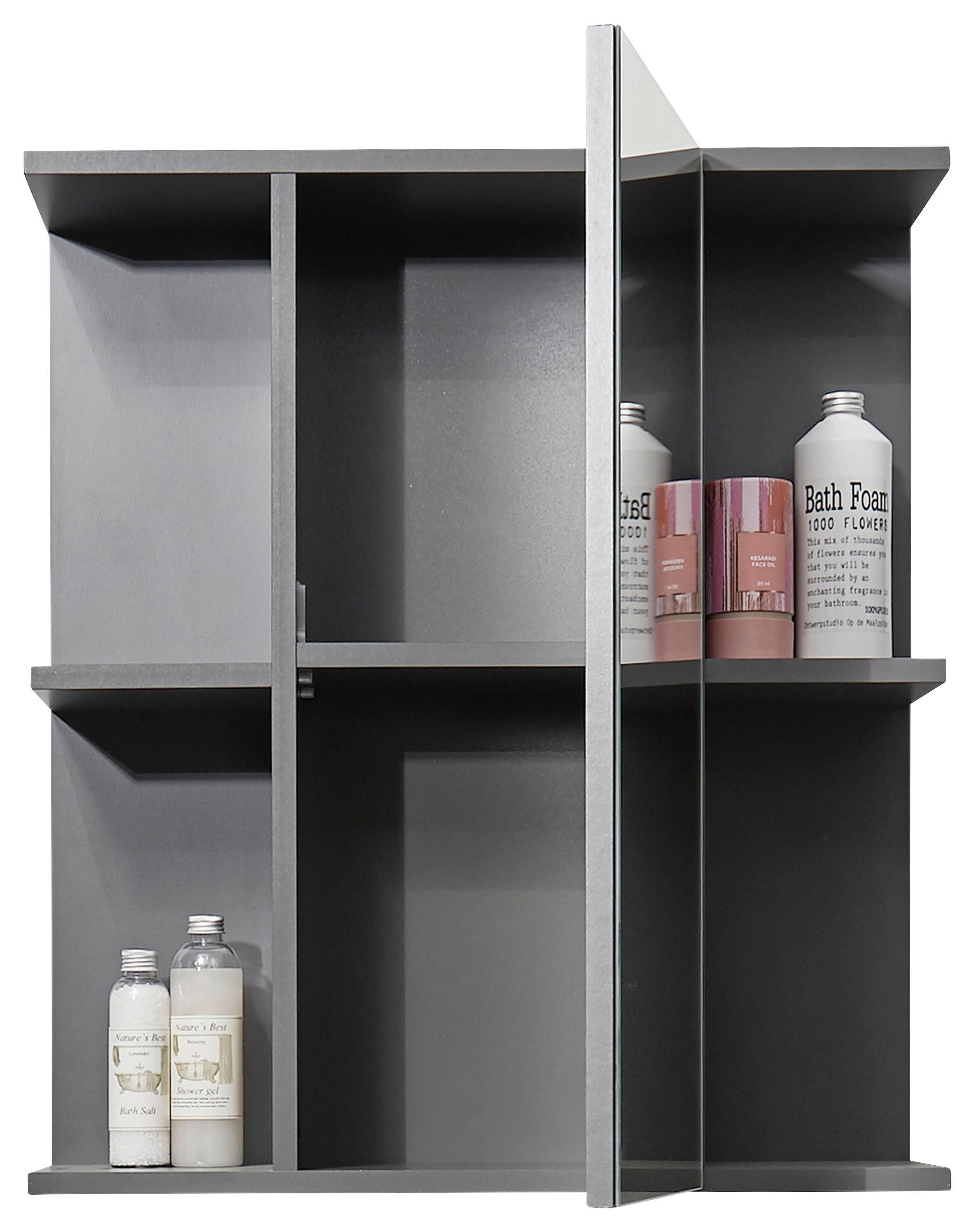 Thumbnail - Xora Spiegelschrank Gloss, Anthrazit, Holzwerkstoff, 1 Fächer, 60x71x20 cm, Made in EU, erweiterbar, Badezimmer, Badezim...