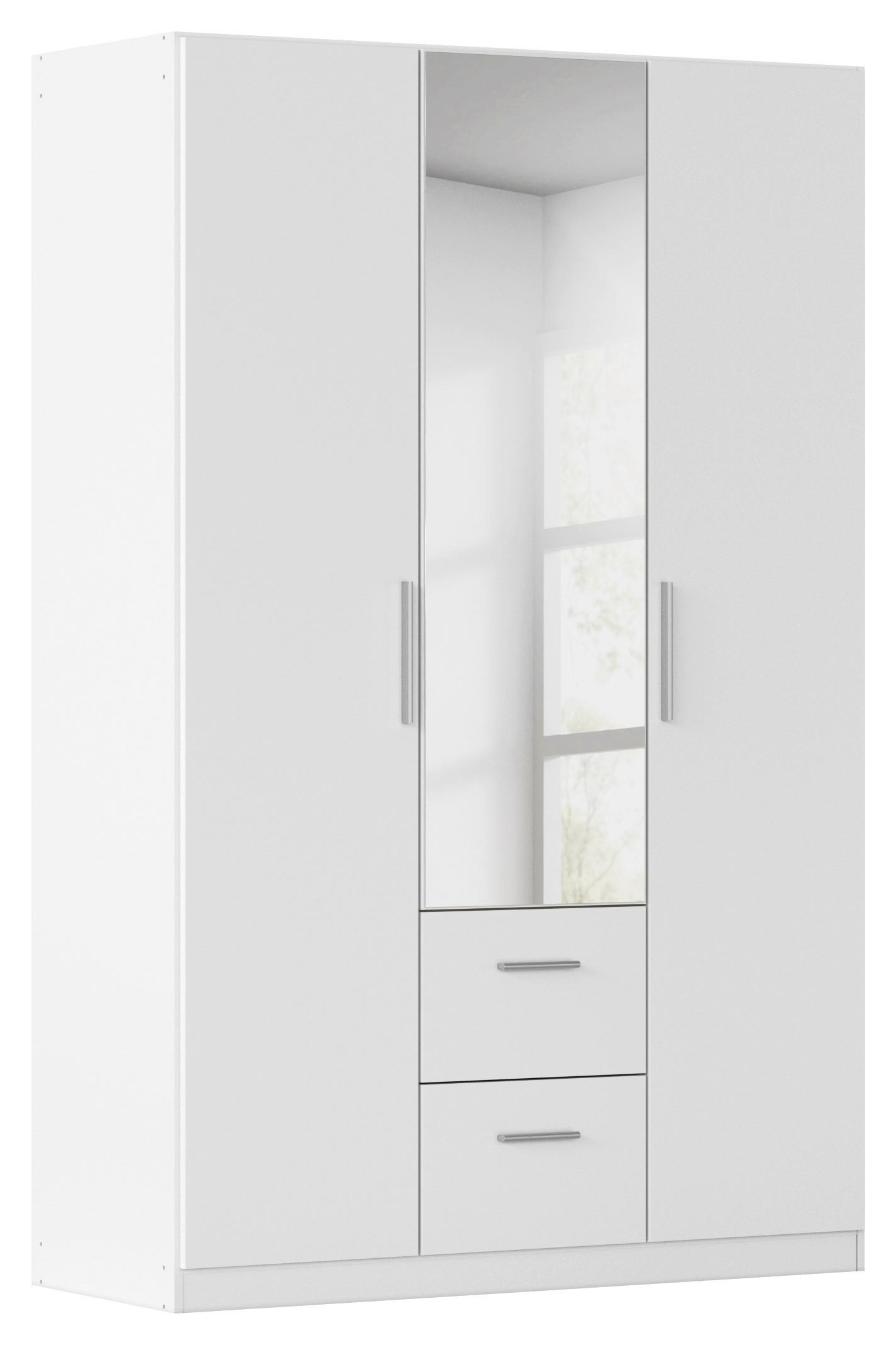 DREHTÜRENSCHRANK 135/210/54 cm,  in Weiß, 3 Tür(en)  - Alufarben/Weiß, KONVENTIONELL, Glas/Holzwerkstoff (135/210/54cm) - home24