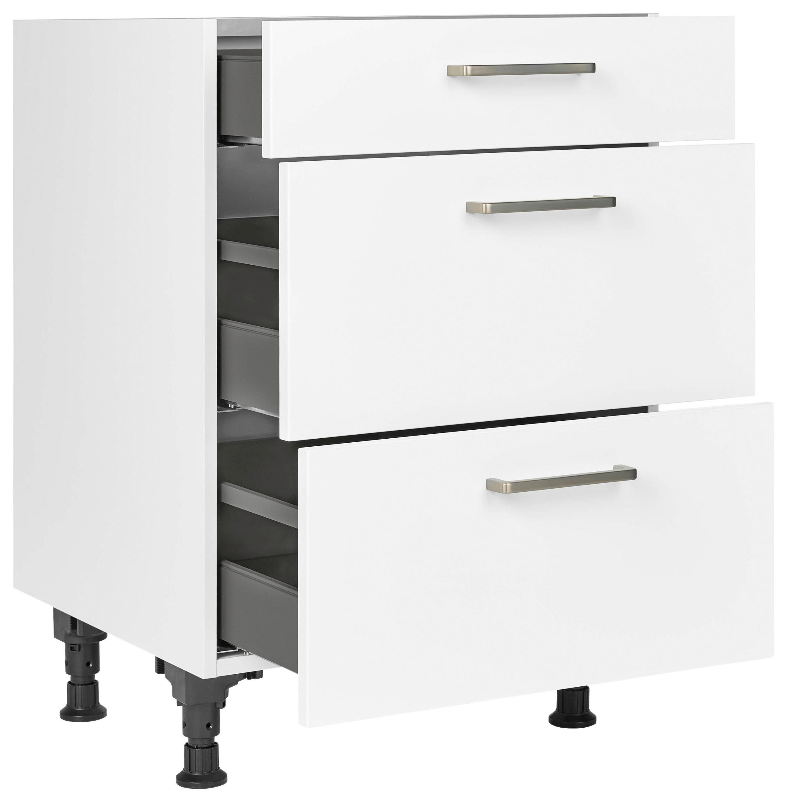 SCHUBKASTENUNTERSCHRANK 60/87/56 cm  in Weiß  - Edelstahlfarben/Weiß, MODERN, Holzwerkstoff/Metall (60/87/56cm) - Nobilia