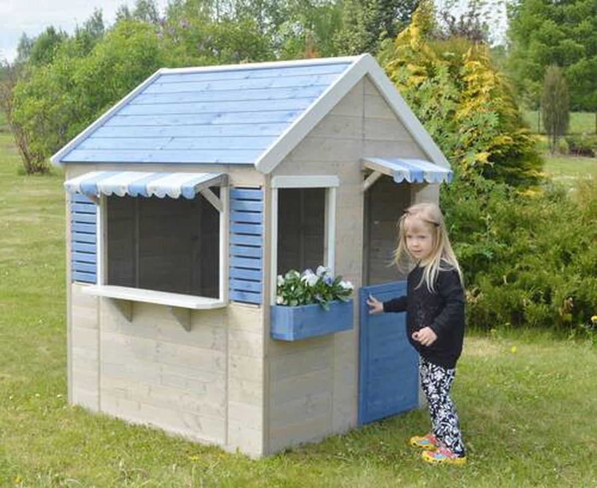 SPIELHAUS 120/155/120 cm  - Blau/Naturfarben, KONVENTIONELL, Holz (120/155/120cm) - Ambia Garden