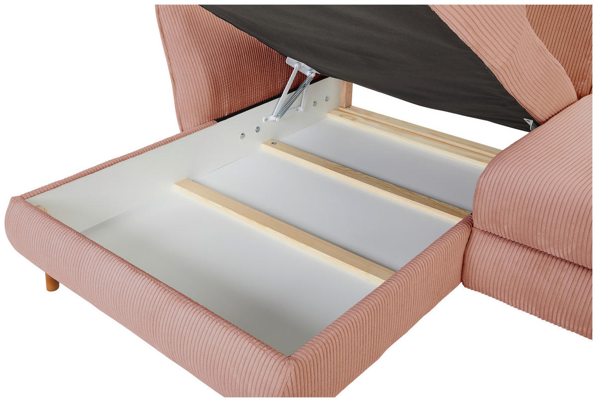 ECKSOFA Rosa Cord  - Eichefarben/Rosa, KONVENTIONELL, Holz/Textil (162/284cm) - Carryhome