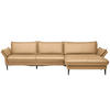 ECKSOFA Echtleder Honig  - Schwarz/Honig, Design, Leder/Metall (334/172cm) - Valdera