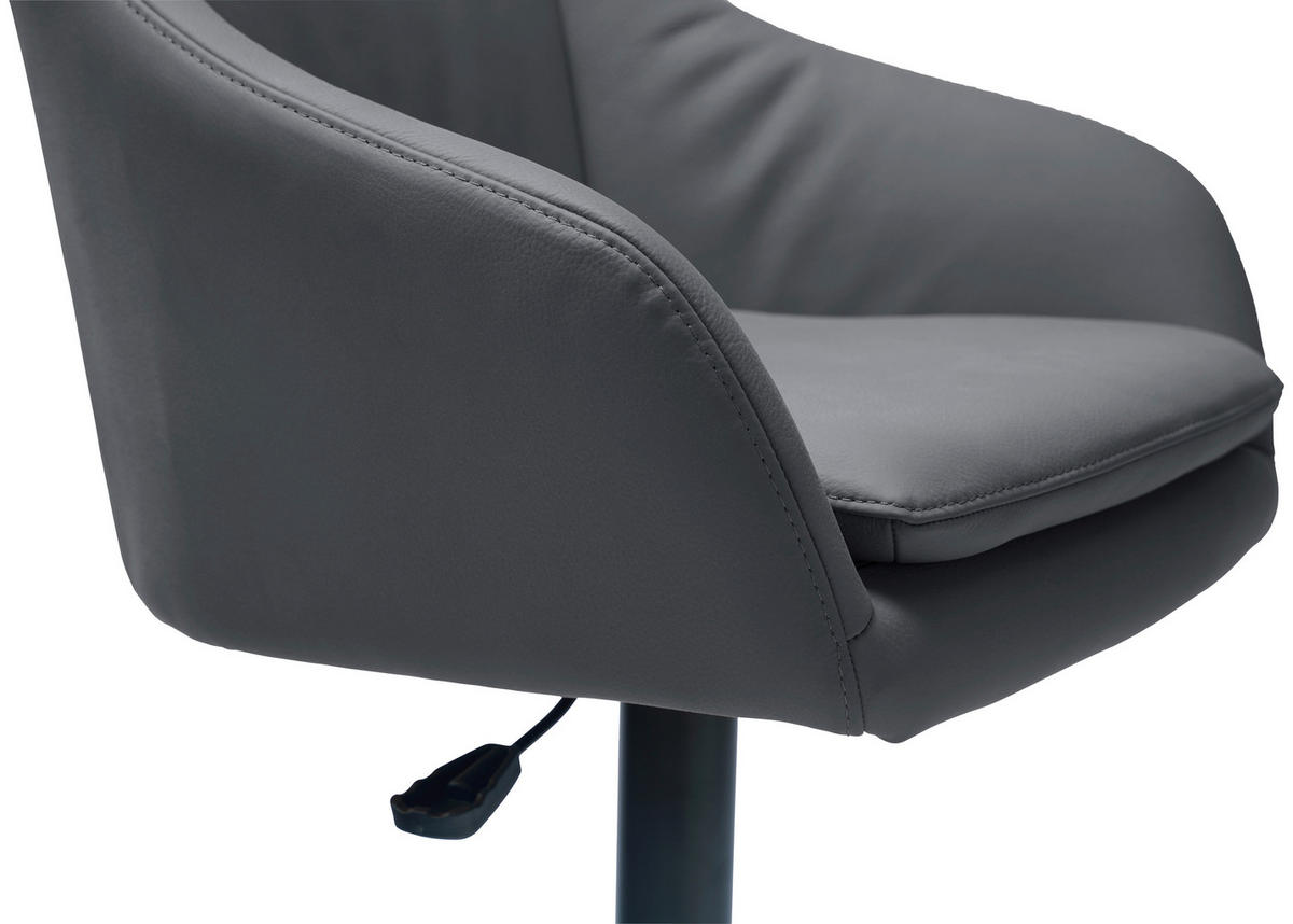 BARHOCKER Echtleder Blau, Schwarz Eisen Sitzfläche 360° drehbar, inklusive Armlehnen  - Blau/Schwarz, Design, Leder/Metall (54,5/88-108/53,5cm) - Cassando
