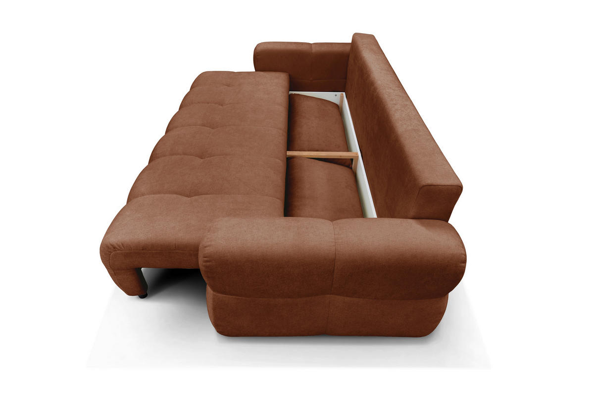 SCHLAFSOFA LOTTA  mit Chenille Terracotta  - Terracotta/Schwarz, Design, Textil (248/90/105cm) - MID.YOU