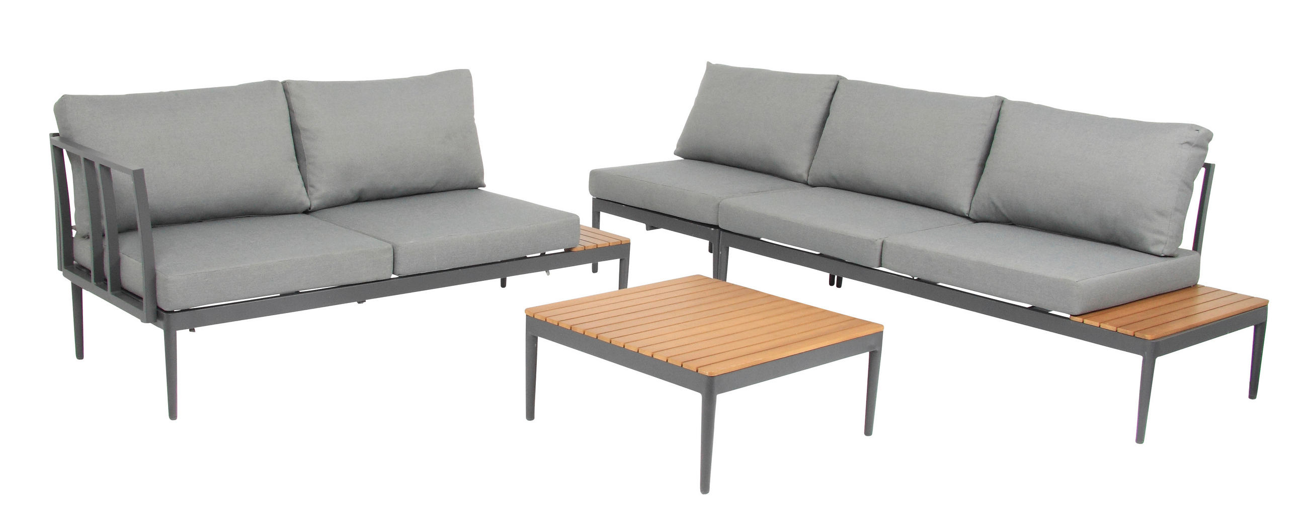 LOUNGEGARNITUR Akazie Aluminium  - Anthrazit/Silberfarben, Basics, Holz/Textil (243/68/243cm) - Acamp