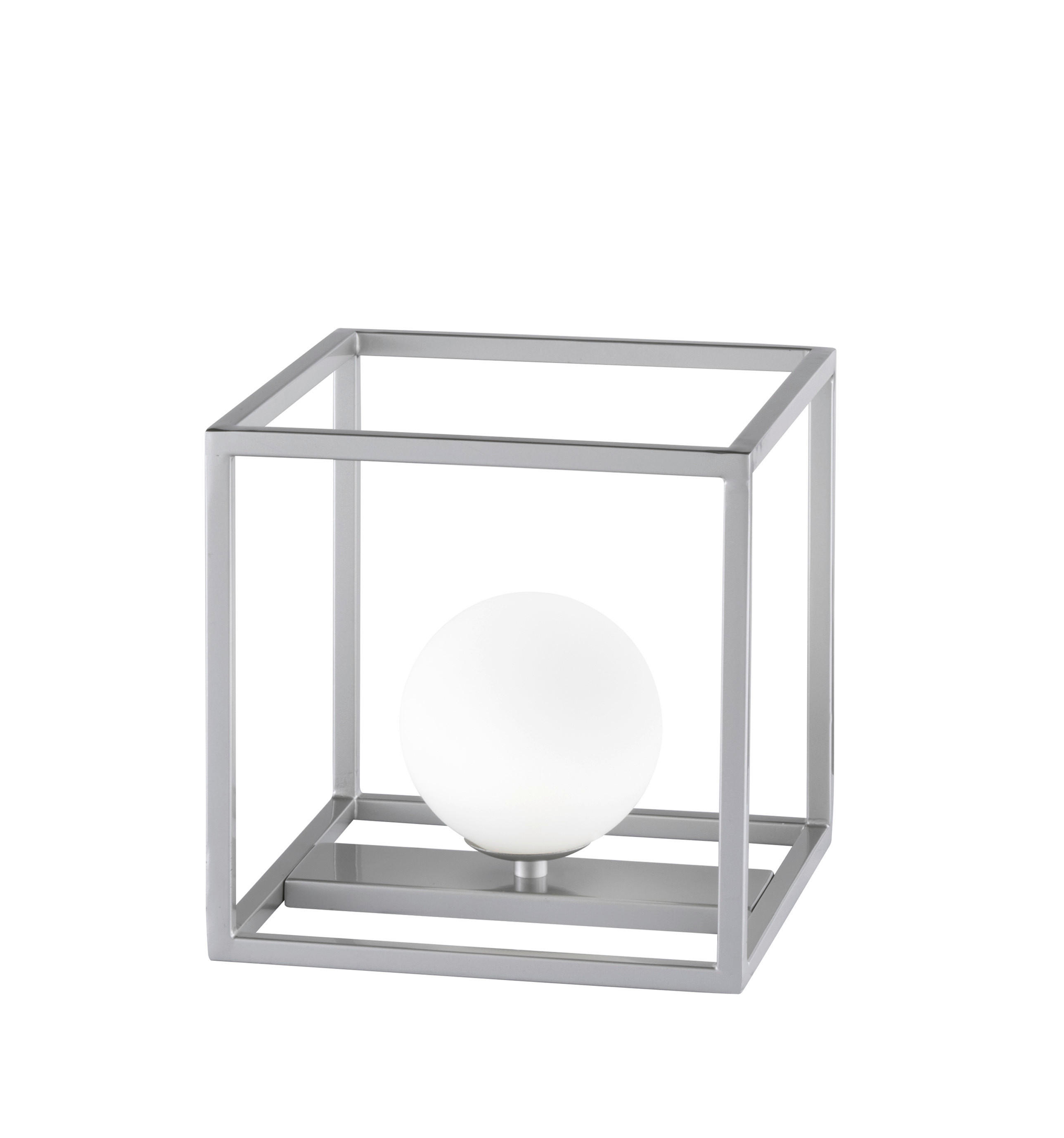 LED-TISCHLEUCHTE - weiss/Nickelfarben, Design, Glas/Metall (20/20/20cm)