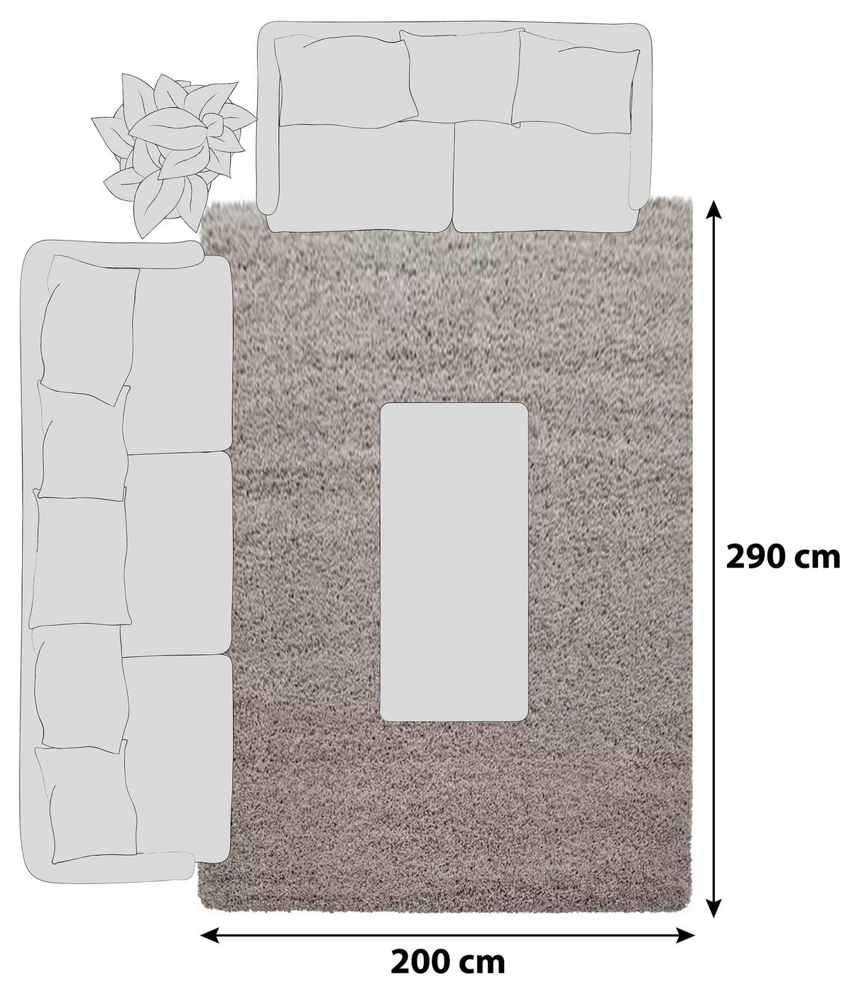 KOBEREC S VYSOKÝM VLASEM, 200/290 cm, béžová - béžová, Konvenční, textil (200/290cm) - Novel