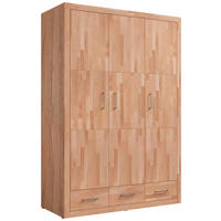 DREHTÜRENSCHRANK in Kernbuche  - Silberfarben/Kernbuche, Natur, Holz/Holzwerkstoff (145/212/60cm) - Linea Natura
