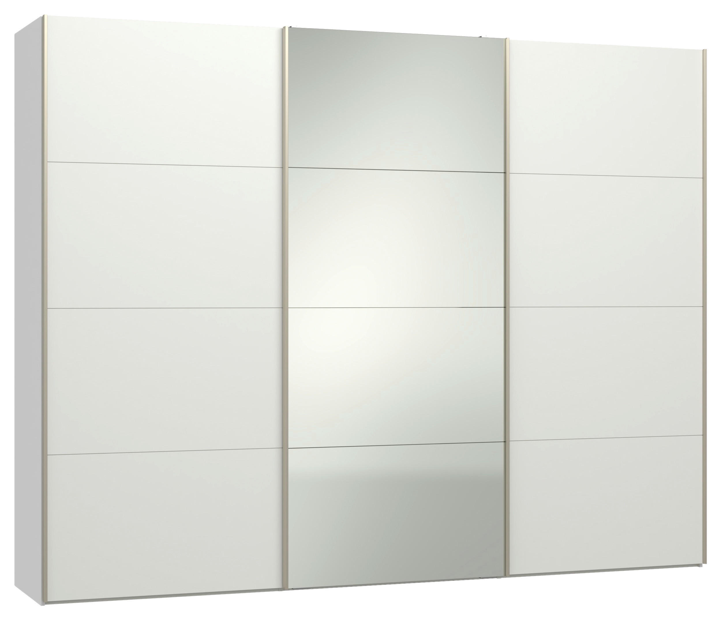 SCHWEBETÜRENSCHRANK 303/236/65 cm 3-türig Weiß  - Edelstahlfarben/Weiß, Design, Glas/Holzwerkstoff (303/236/65cm) - Jutzler