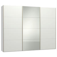 SCHWEBETÜRENSCHRANK 303/236/65 cm 3-türig Weiß  - Edelstahlfarben/Weiß, Design, Glas/Holzwerkstoff (303/236/65cm) - Jutzler