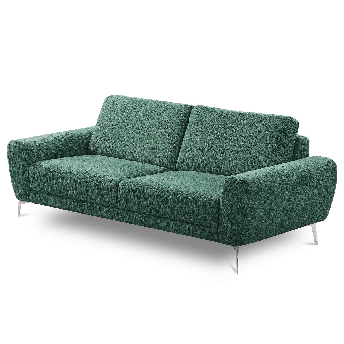 3-SITZER-SOFA SPRING in Webstoff Grün Modern  - Chromfarben/Grün, Design, Textil/Metall (187/85/92cm) - Livetastic