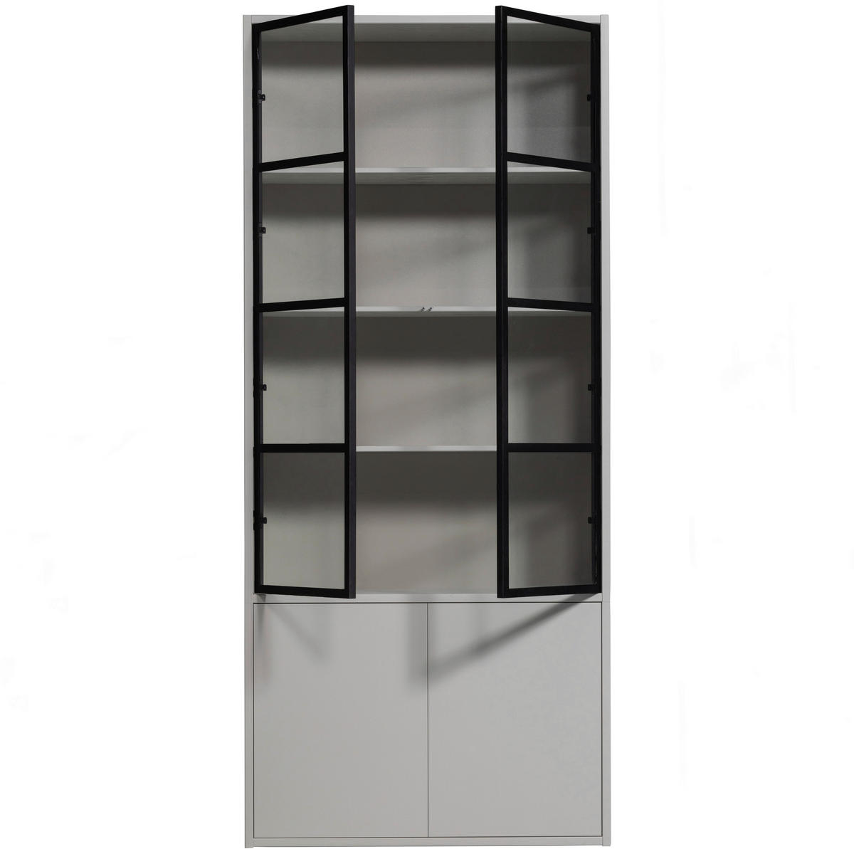 VITRINE in massiv Kiefer Grau  - Schwarz/Grau, Design, Glas/Holz (101/230/40cm) - Livetastic