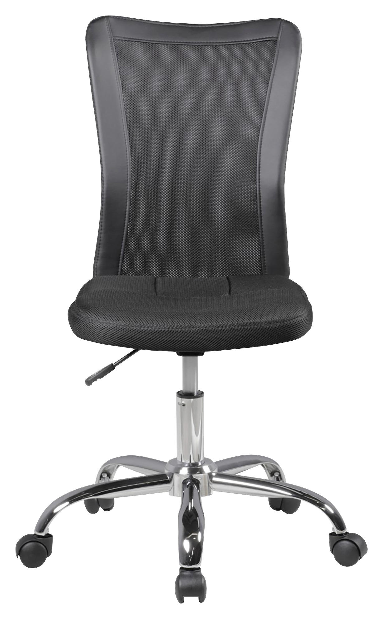 OTOČNÁ STOLIČKA PRE MLÁDEŽ, kožený vzhľad, sieť, čierna - čierna/chrómová, Modern, kov/textil (60/100/60cm) - MID.YOU
