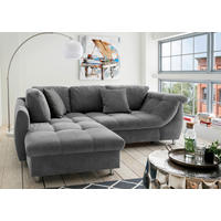 ECKSCHLAFSOFA  mit Liegefunktion, seitenverkehrt erhältlich Mikrofaser Dunkelgrau  - Chromfarben/Dunkelgrau, MODERN, Textil/Metall (190/250cm) - Livetastic