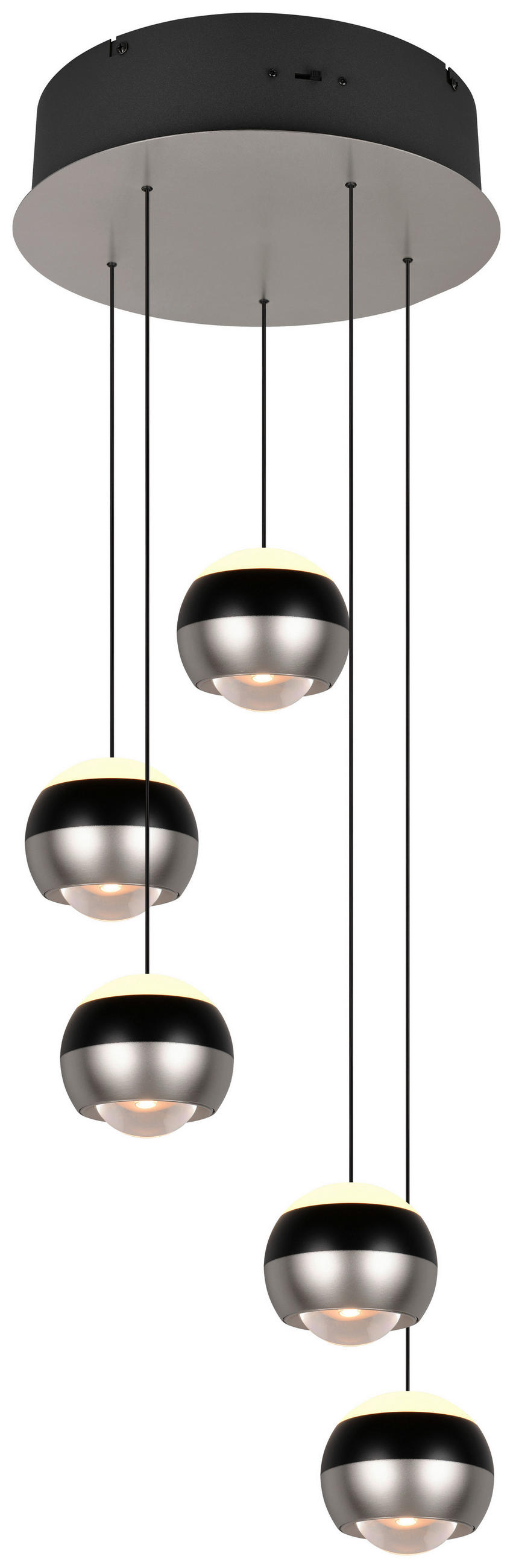 LED FÜGGŐLÁMPA 30/150 cm  - fekete/nikkel, Design, fém (30/150cm) - Trio Leuchten