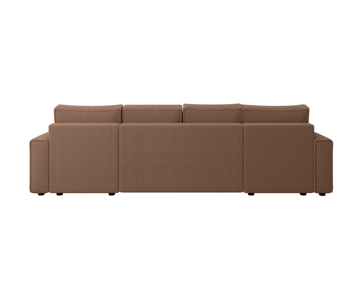 WOHNLANDSCHAFT Rostfarben Bouclé  - Rostfarben/Schwarz, MODERN, Kunststoff/Textil (140/305/140cm) - Carryhome
