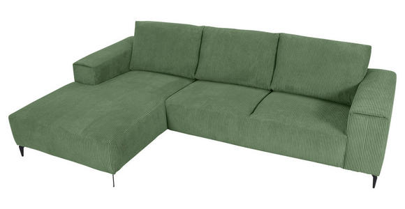 ECKSOFA  in Cord Olivgrün  170/285 cm  - Schwarz/Olivgrün, KONVENTIONELL, Textil/Metall (170/285cm) - Carryhome