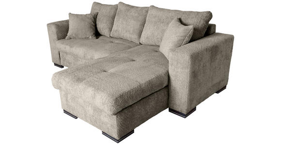 ECKSOFA Creme Webstoff  - Creme/Braun, KONVENTIONELL, Holz/Textil (170/235cm) - Carryhome