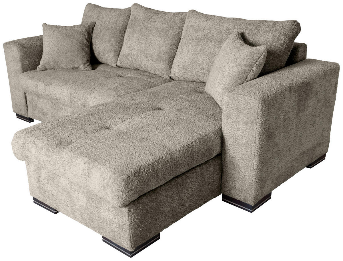 ECKSOFA Creme Webstoff  - Creme/Braun, KONVENTIONELL, Holz/Textil (170/235cm) - Carryhome