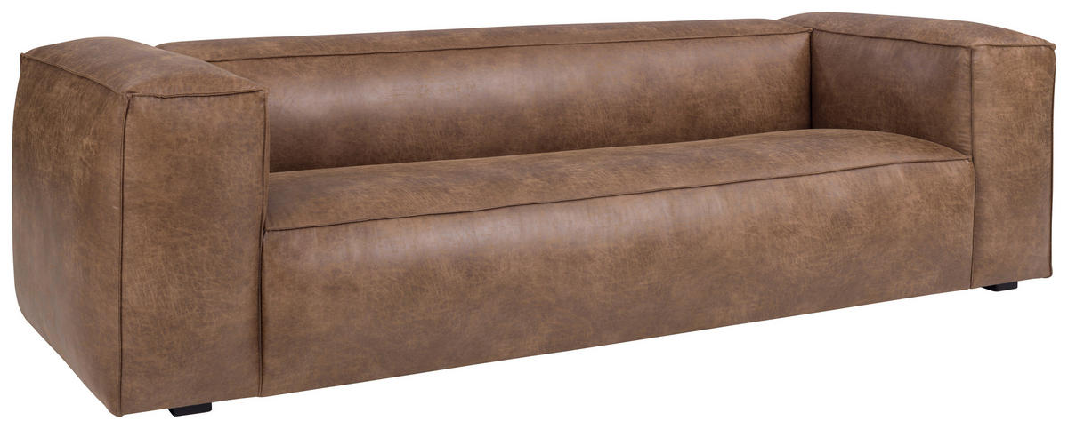 3-SITZER-SOFA beschichtet Braun  - Schwarz/Braun, Design, Holz/Textil (265/73/99cm)