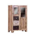 VITRINE in massiv Mangoholz, Akazie Naturfarben, Multicolor  - Messingfarben/Multicolor, Design, Glas/Holz (96/147/49cm) - Landscape
