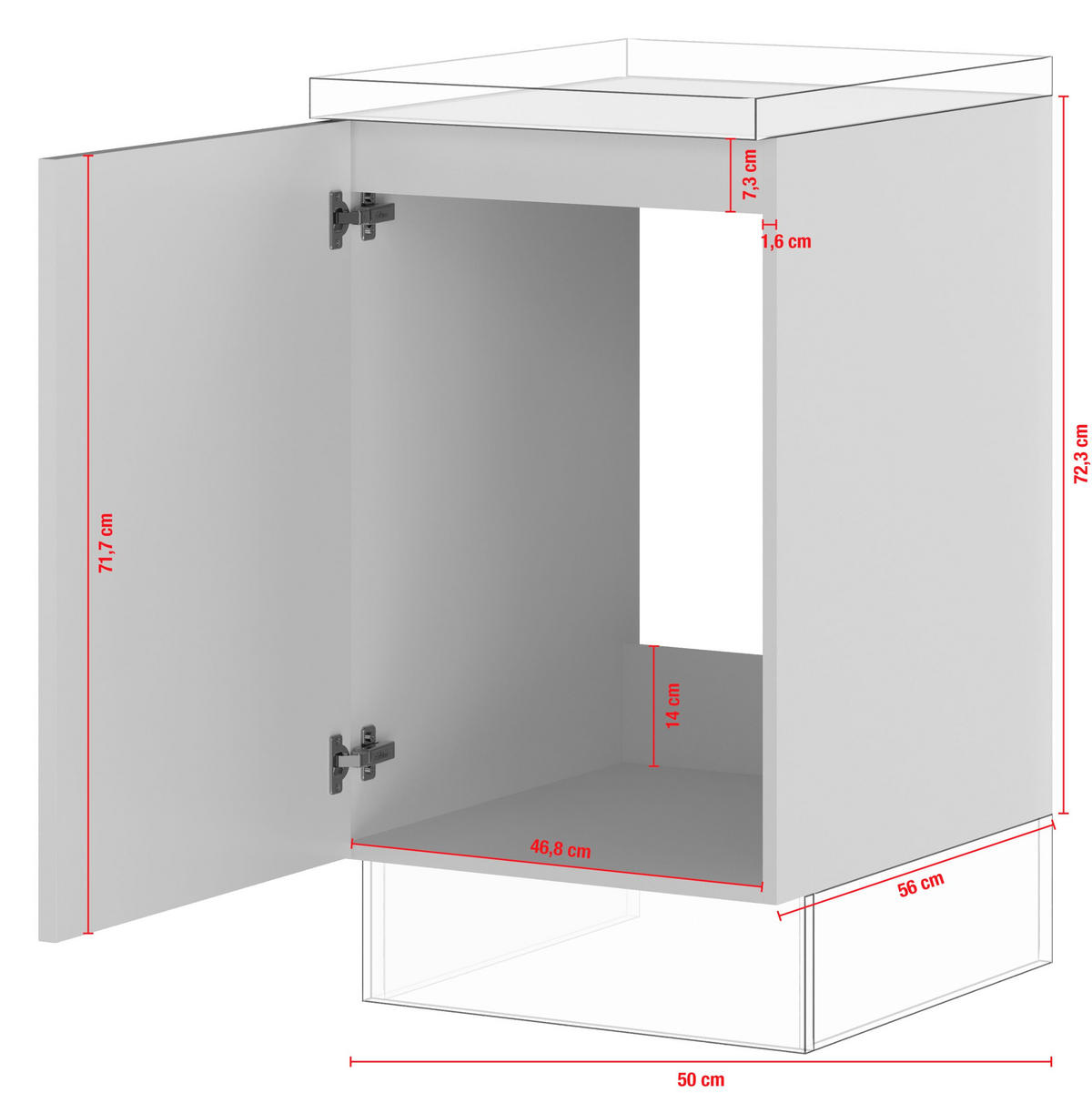 SPÜLENUNTERSCHRANK 50/87,8/57,6 cm  in Weiß  - Edelstahlfarben/Weiß, Basics, Holzwerkstoff/Metall (50/87,8/57,6cm) - Impuls