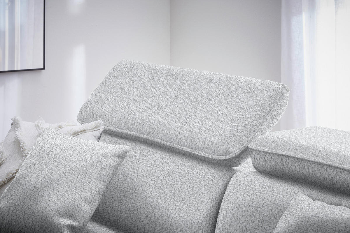 ECKSOFA inkl. Funktionen Hellgrau Flachgewebe  - Hellgrau/Schwarz, Design, Holz/Textil (185/232cm) - Stylife
