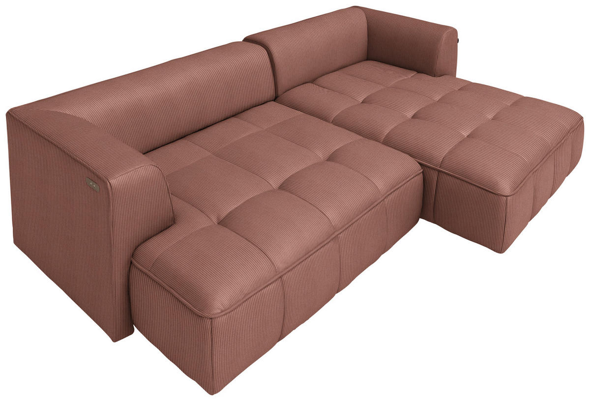 ECKSOFA  in Feincord Braun Zierkissen, Rückenkissen  288/188 cm  - Schwarz/Braun, Design, Kunststoff/Textil (288/188cm) - Welnova
